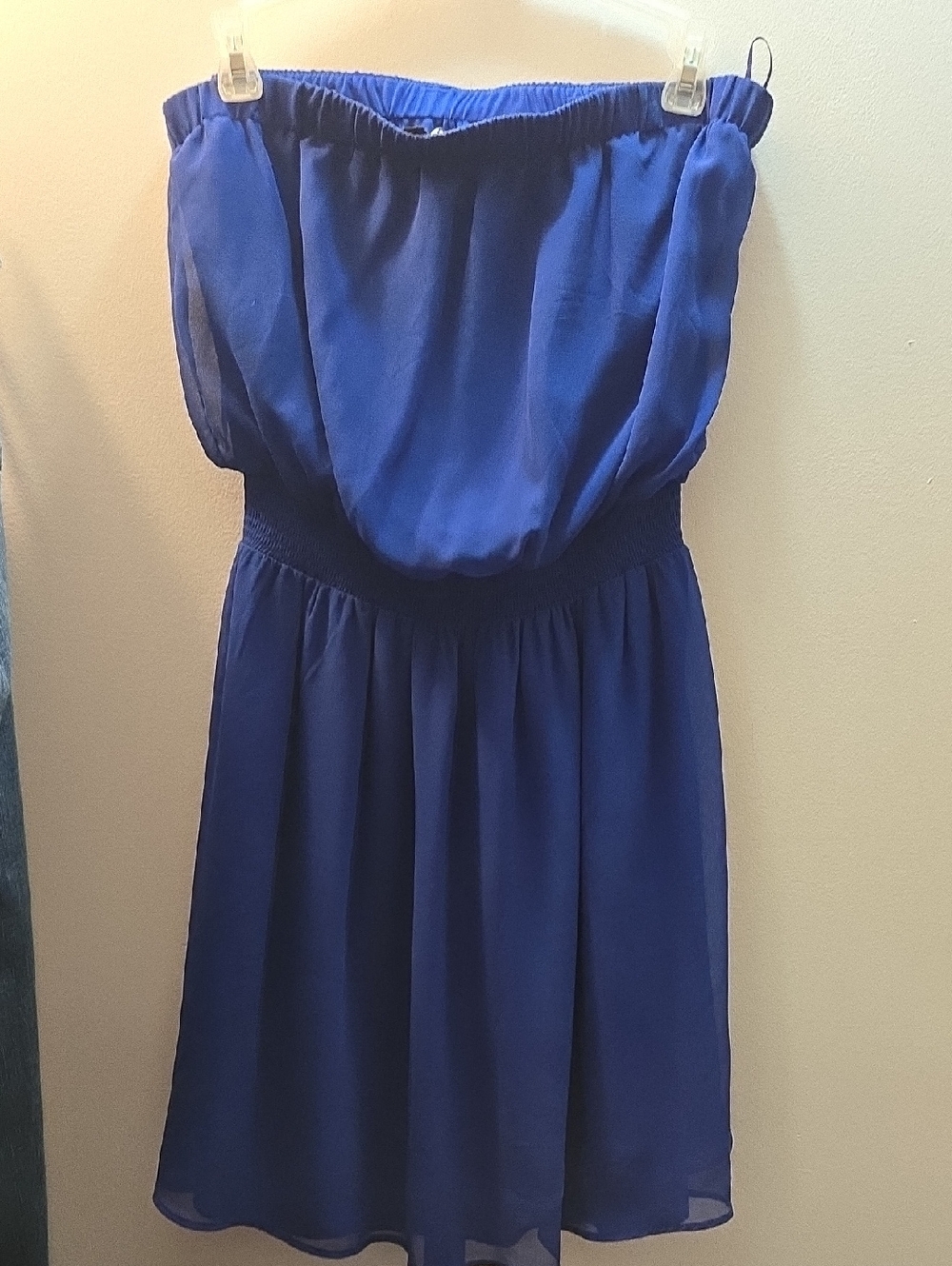 Express Royal Blue Strapless Mini Dress